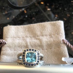 David Yurman blue topaz ring size 5